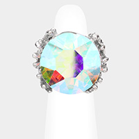 Metal Twig Detailed Round Stone Stretch Ring