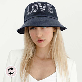 LOVE Message Solid Reversible Bucket Hat