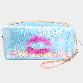 Kiss Lips Shaker Glitter Pouch Bag