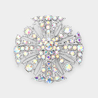 Bubble Stone Embellished Crisscross Detailed Pin Brooch