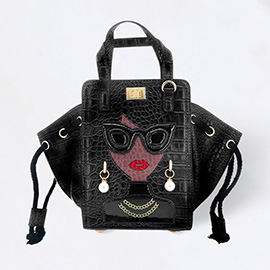 Girl Accented Alligator Patterned Tote / Crossbody Bag
