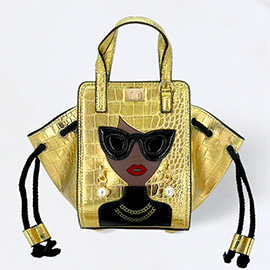 Girl Accented Alligator Patterned Tote / Crossbody Bag