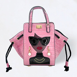 Girl Accented Alligator Patterned Tote / Crossbody Bag