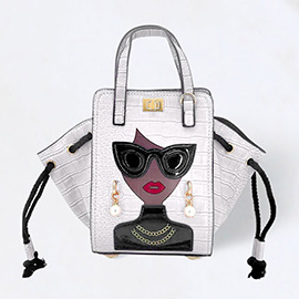 Girl Accented Alligator Patterned Tote / Crossbody Bag