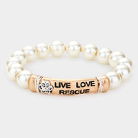 LIVE LOVE RESCUE Message Pearl Stretch Bracelet