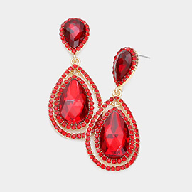 Teardrop Crystal Rhinestone Dangle Evening Earrings