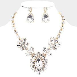 Teardrop Stone Cluster Evening Necklace