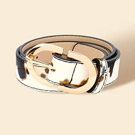 Cow Patterned Faux Leather Belt