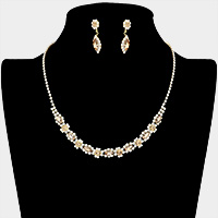 Marquise Round Stone Accented Rhinestone Necklace