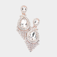 Teardrop Stone Accented Dangle Evening Earrings