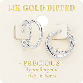 14K White Gold Dipped Abstract Metal Pin Catch Earrings