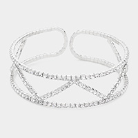 Split Rhinestone Cuff Evening Bracelet