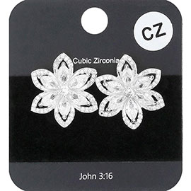 CZ Stone Flower Stud Earrings