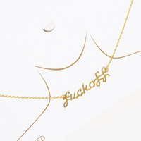 Gold Dipped Fxxx Off Message Pendant Necklace