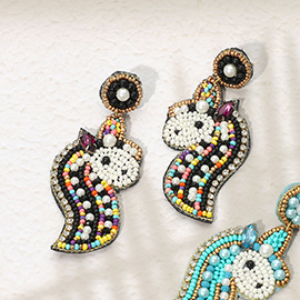 Felt Back Unicorn Beaded Dangle Earrings