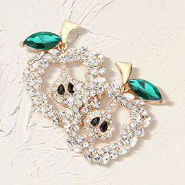 Glass Stone Pave Apple Earrings