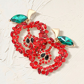 Glass Stone Pave Apple Earrings