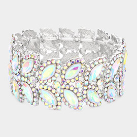Marquise Stone Embellished Stretch Evening Bracelet