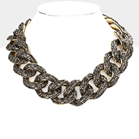 Stone Embellished Chunky Chain Necklace