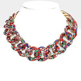 Stone Embellished Chunky Chain Necklace