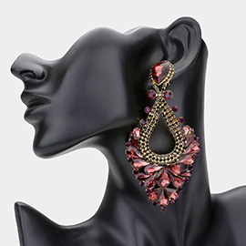 Pear Crystal Rhinestone Pageant Evening Earrings