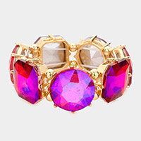 Geometric Round Octagon Stone Link Evening Bracelet