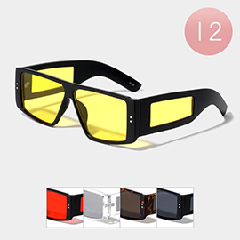 12PCS - Tinted Lens Side Lens Wayfarer Sunglasses