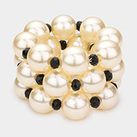 3PCS - Chunky Pearl Stretch Multi Layered Bracelets