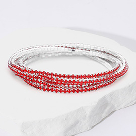 6PCS - Rhinestone Multi Layered Stretch Evening Bracelets