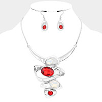 Crystal Oval Irregular Metal Necklace