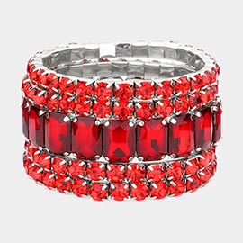 5PCS - Emerald Cut Round Stone Stretch Evening Bracelets