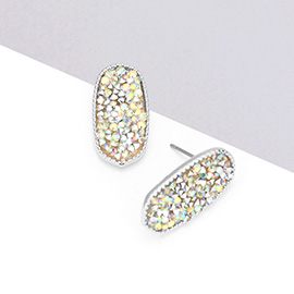 Glitter Stone Oval Stud Earrings