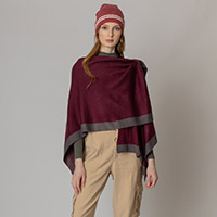 Bordered Ruana Poncho With Shoulder Strap