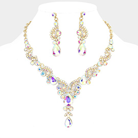 Teardrop Stone Accented Evening Necklace
