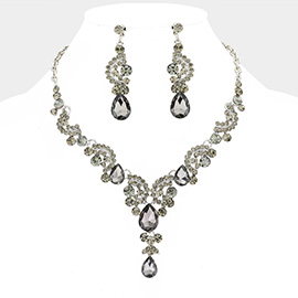 Teardrop Stone Accented Evening Necklace
