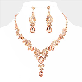 Teardrop Stone Accented Evening Necklace