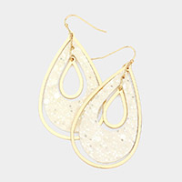 Glittered Triple Triangle Link Dangle Earrings
