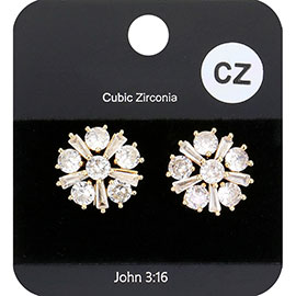 Floral CZ Stud Evening Earrings