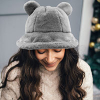 Faux Fur Bear Ear Bucket Hat