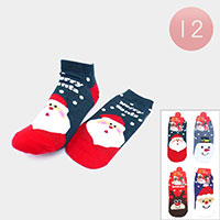 12Pairs - Christmas Santa Claus Snowman Rudolph Socks