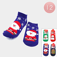 12Pairs - Christmas Santa Claus Snowman Polar Bear Rudolph Socks
