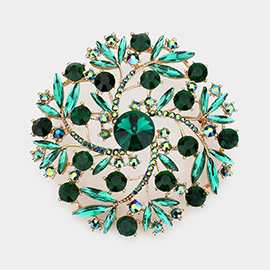 Rhinestone Embellished Flower Vine Brooch