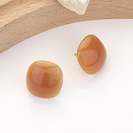 Gold Dust Pebble Resin Stud Earrings