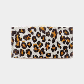 Leopard Patterned Bling Rectangle Evening Tote / Clutch / Crossbody Bag