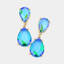 Double Teardrop Link Dangle Evening Earrings