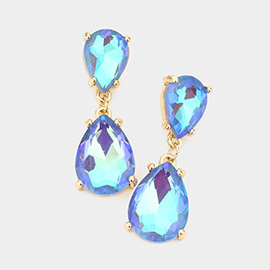 Double Teardrop Link Dangle Evening Earrings