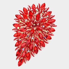 Flower Centered Marquise Stone Cluster Vine Pin Brooch