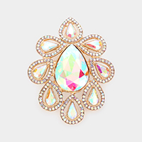 Teardrop Stone Accented Floral Pin Brooch
