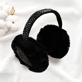 Studded Fluffy Plush Fur Foldable Earmuff