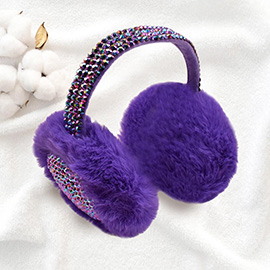 Studded Fluffy Plush Fur Foldable Earmuff